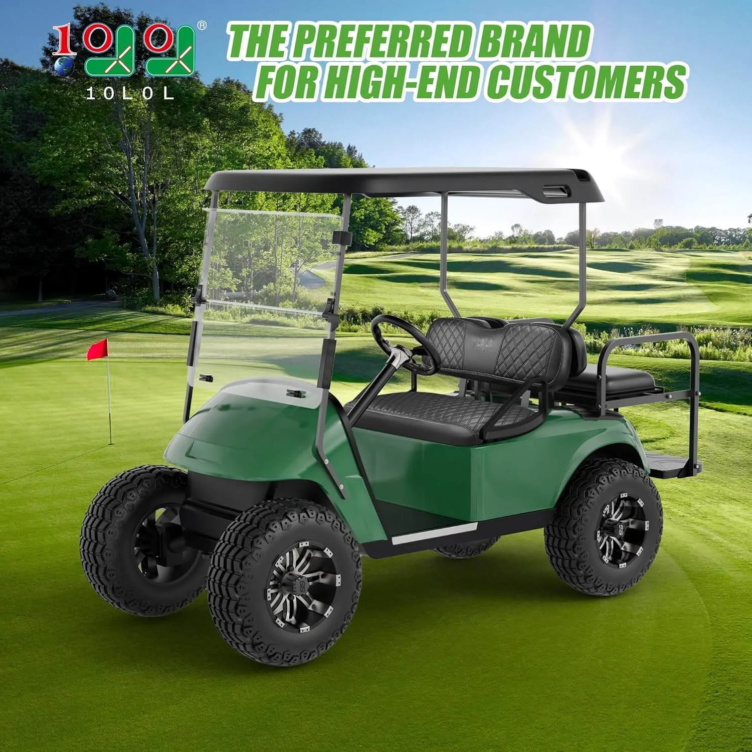 Memory Foam Waterproof Leather Golf Cart Seat Cover for EZGO TXT Club Car Precedent - 10L0L
