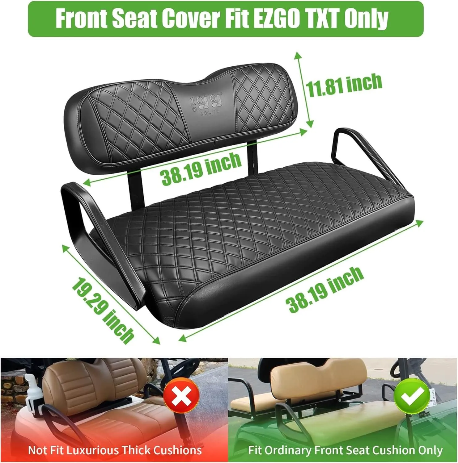 Memory Foam Waterproof Leather Golf Cart Seat Cover for EZGO TXT Club Car Precedent - 10L0L