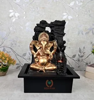 Merupam Ganesha Tabletop Waterfall Fountain Meditation Relaxing Indoor Decoration, Zen Fountain for Home, Office, Bedroom Decoration
