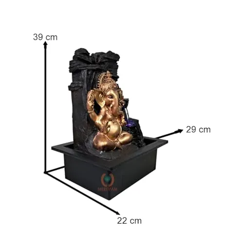 Merupam Ganesha Tabletop Waterfall Fountain Meditation Relaxing Indoor Decoration, Zen Fountain for Home, Office, Bedroom Decoration