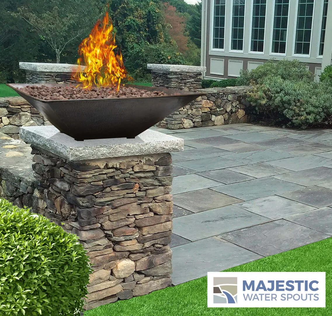 Mesa <br> 31" Square Fire Bowl - Hammered Copper