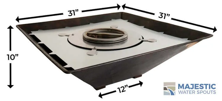 Mesa <br> 31" Square Fire Bowl - Hammered Copper