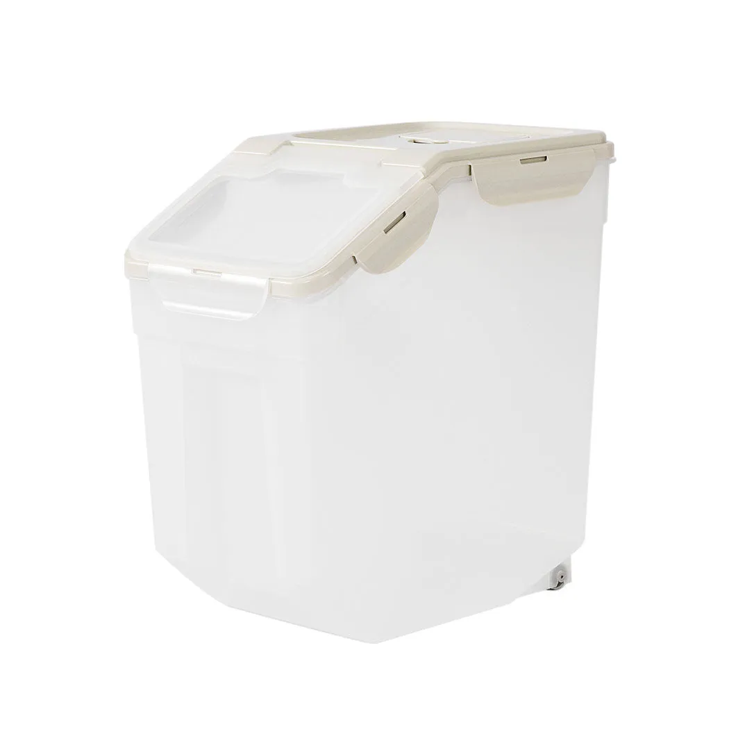 Pet Food Container Dog Cat Feeding Feeder Storage Box With Wheel 5L
