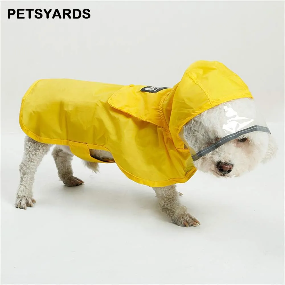 Pet Raincoat Packable Hooded Dog Rain Jacket Reflective Strips Lightweight Adjustable Poncho for Small Medium Large Dogs Yellow XS