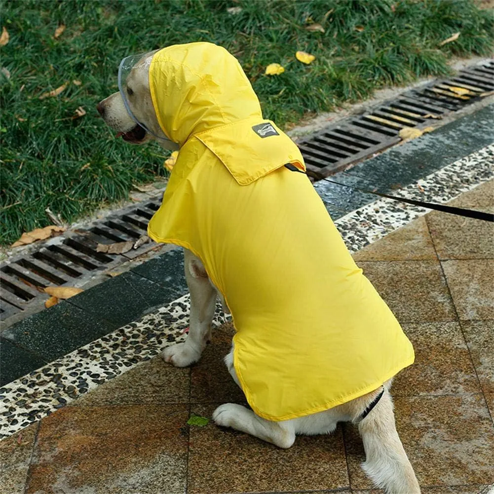 Pet Raincoat Packable Hooded Dog Rain Jacket Reflective Strips Lightweight Adjustable Poncho for Small Medium Large Dogs Yellow XS