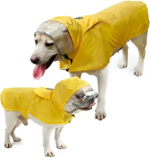 Pet Raincoat Packable Hooded Dog Rain Jacket Reflective Strips Lightweight Adjustable Poncho for Small Medium Large Dogs Yellow XS