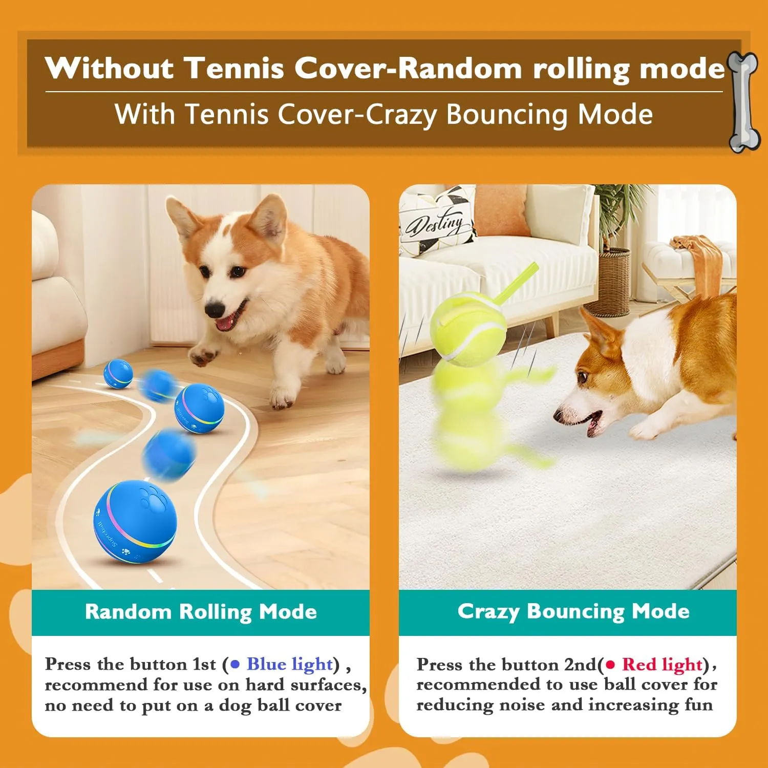 PetDroid Interactive Dog Toys Dog Ball,[2025 Newly Upgraded] Durable Motion Activated Automatic Rolling Ball Toys for/Small/Medium/Large Dogs,USB Rechargeable(Blue)
