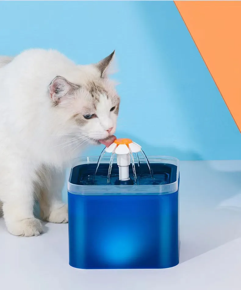 Plastic Colorful Flower 2.0L PP Non-toxic Automatic Pet Drinking Fountain