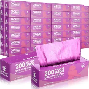 Sherr 50 Rolls Dog Waste Bags 10000 Count Dog Trash Bags Leak Proof Pet Doggie Poop Roll Waste Thick Plastic Bag for Home Park Outdoor Travel Pet Supplies (Purple)