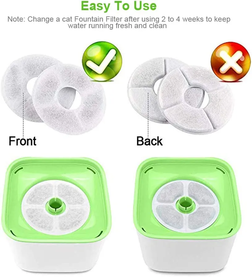 Sindello Pet Fountain Filters 8 Pack Cat Water Fountain Filter Premium Cat Carbon Replacement Filters for 1.6L Cat Flowers Fountain
