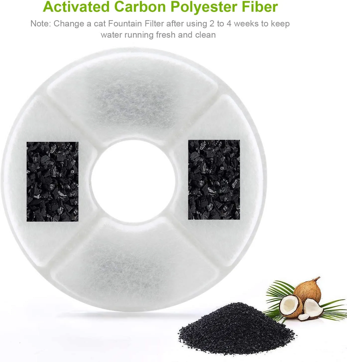 Sindello Pet Fountain Filters 8 Pack Cat Water Fountain Filter Premium Cat Carbon Replacement Filters for 1.6L Cat Flowers Fountain