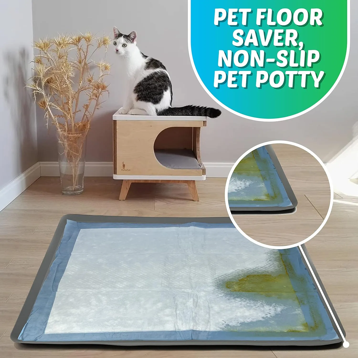 Skywin Dog Pad Holder Tray for 24x36 Inches Training Pads  1 Pack, Silicon Wee Wee Pad Holder, No Spill Pee Pad Holder for Dogs - Easy to Clean and Store Perfect for Dog Potty Tray (Grey)