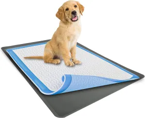 Skywin Dog Pad Holder Tray for 24x36 Inches Training Pads  1 Pack, Silicon Wee Wee Pad Holder, No Spill Pee Pad Holder for Dogs - Easy to Clean and Store Perfect for Dog Potty Tray (Grey)