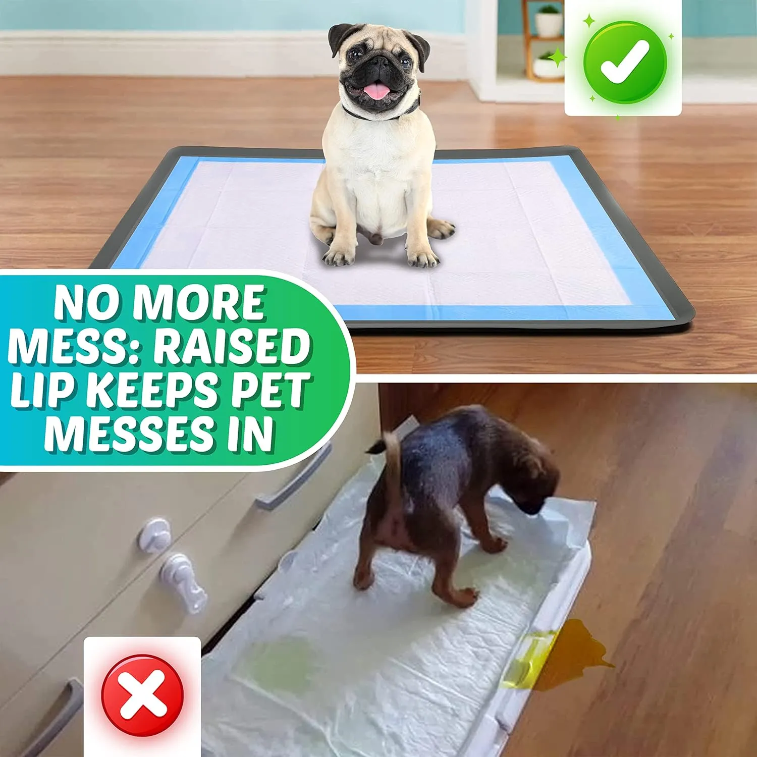 Skywin Dog Pad Holder Tray for 24x36 Inches Training Pads  1 Pack, Silicon Wee Wee Pad Holder, No Spill Pee Pad Holder for Dogs - Easy to Clean and Store Perfect for Dog Potty Tray (Grey)