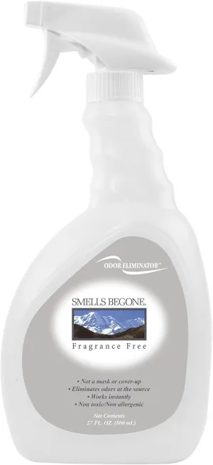 SMELLS BEGONE 27 oz Air Freshener Spray - Odor Eliminator - Eliminates Odors from Smoke, Trash Cans, Pets, Cars and Boats - Fragrance Free
