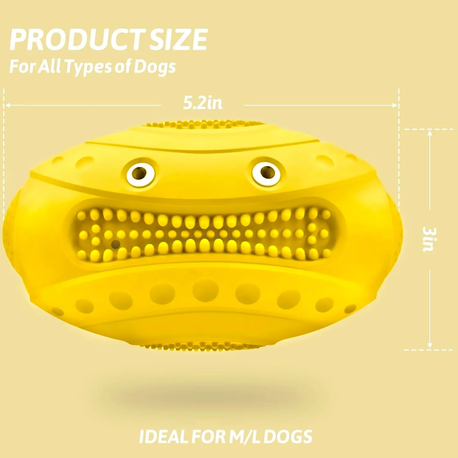 Squeaky Dog Chew Toy for Aggressive Chewers - Durable Interactive Teething Football for Better Dental Health(Yellow, Monster)