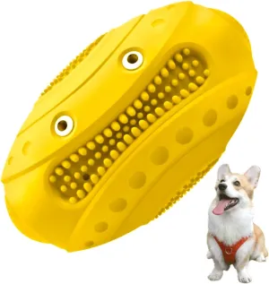 Squeaky Dog Chew Toy for Aggressive Chewers - Durable Interactive Teething Football for Better Dental Health(Yellow, Monster)